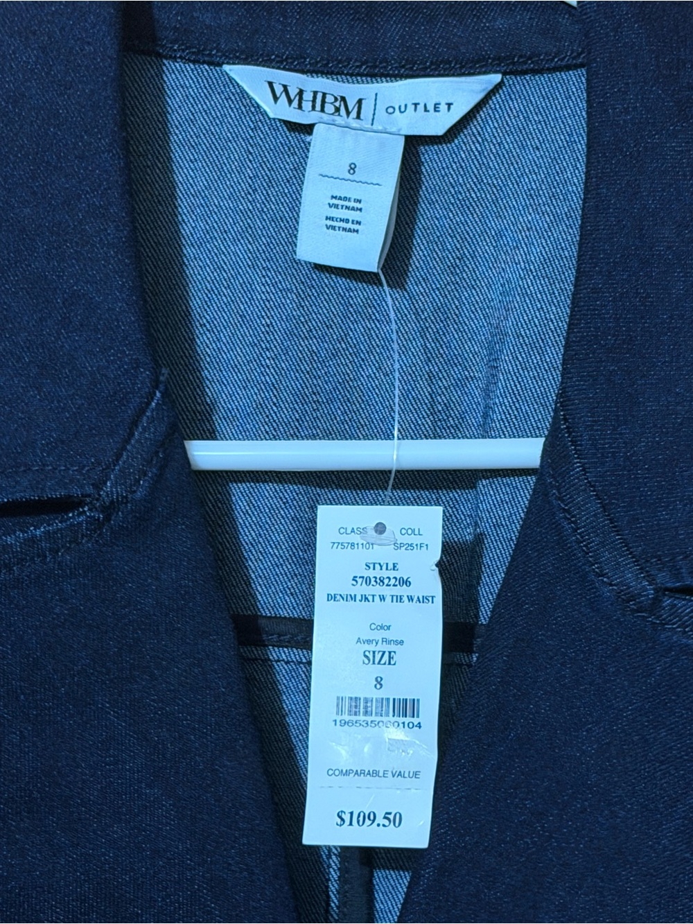 SHOW PRICE White House Black Market DENIM Belted Wrap Blazer sz4 or 8 Retail$110 - Picture 5 of 5